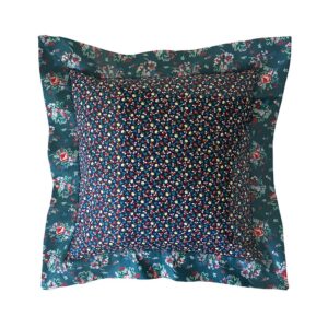 DEPLUSBELLE Housse de coussin jardin des roses anglaises sur le fond bleu nuit et vert foncé 45x45 cm!