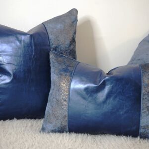 coussins-en-cuir-bleu-rectangulaire-carre