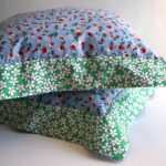 DEPLUSBELLE Housse de coussin 100% coton en bleu clair et gazon vert des herbes fraîches!