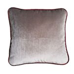 DEPLUSBELLE housse de coussin en velours BEIGE en sequins en motif geometrique avec passepoil rouge foncé 40x40 cm!