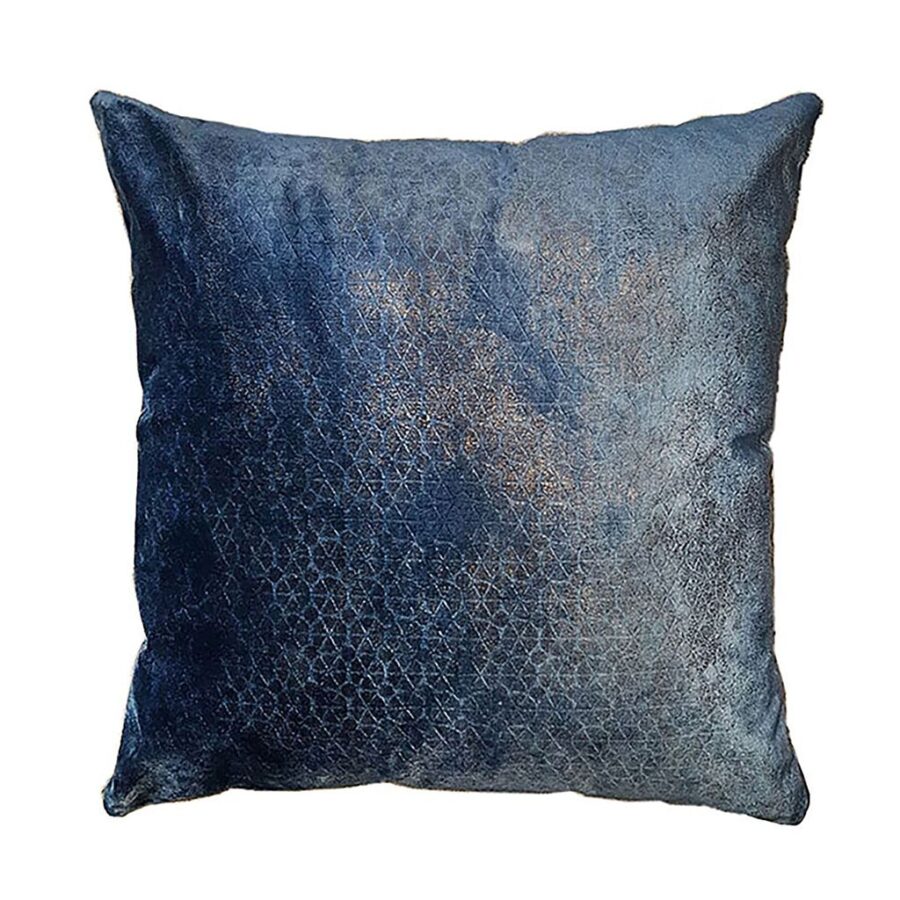 DEPLUSBELLE housse de coussin tissus bleu nuit bronzé geometrique 45x45 cm, possibilité sur mesure - Decadence!