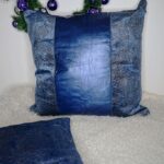 DEPLUSBELLE housse de coussin cuir bleu nuit bronze 45x45 cm!