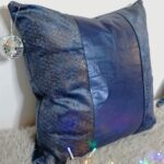 DEPLUSBELLE housse de coussin cuir bleu nuit bronze 45x45 cm!