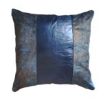 DEPLUSBELLE housse de coussin cuir bleu nuit bronze 45x45 cm!