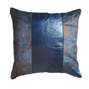 DEPLUSBELLE housse de coussin cuir bleu nuit bronze 45x45 cm!