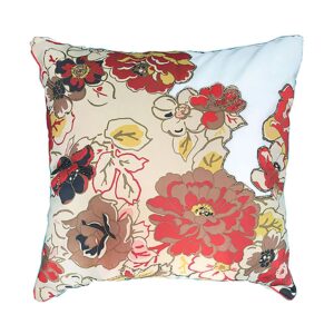 DEPLUSBELLE decorez votre salon avec une housse unique en velours blanc cassé et néoprène imprimé des couleurs pâles avec passepoil orange!