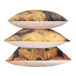 DEPLUSBELLE housse de coussin en velours imprimé jaune moutarde avec les roses. Le dos en velours beige.