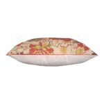 DEPLUSBELLE vous propose une housse de coussin unique en velours blanc cassé et néoprène imprimé avec passepoil orange!