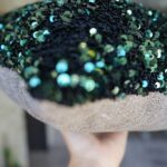 DEPLUSBELLE housse de coussin vert noir beige sable sequins 40x40 cm!