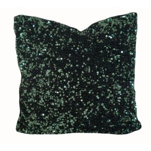 DEPLUSBELLE housse de coussin vert noir gris sequins 40x40 cm