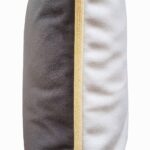 DEPLUSBELLE housse de velours chocolat blanc cassé avec passepoil jaune 40x40 cm!