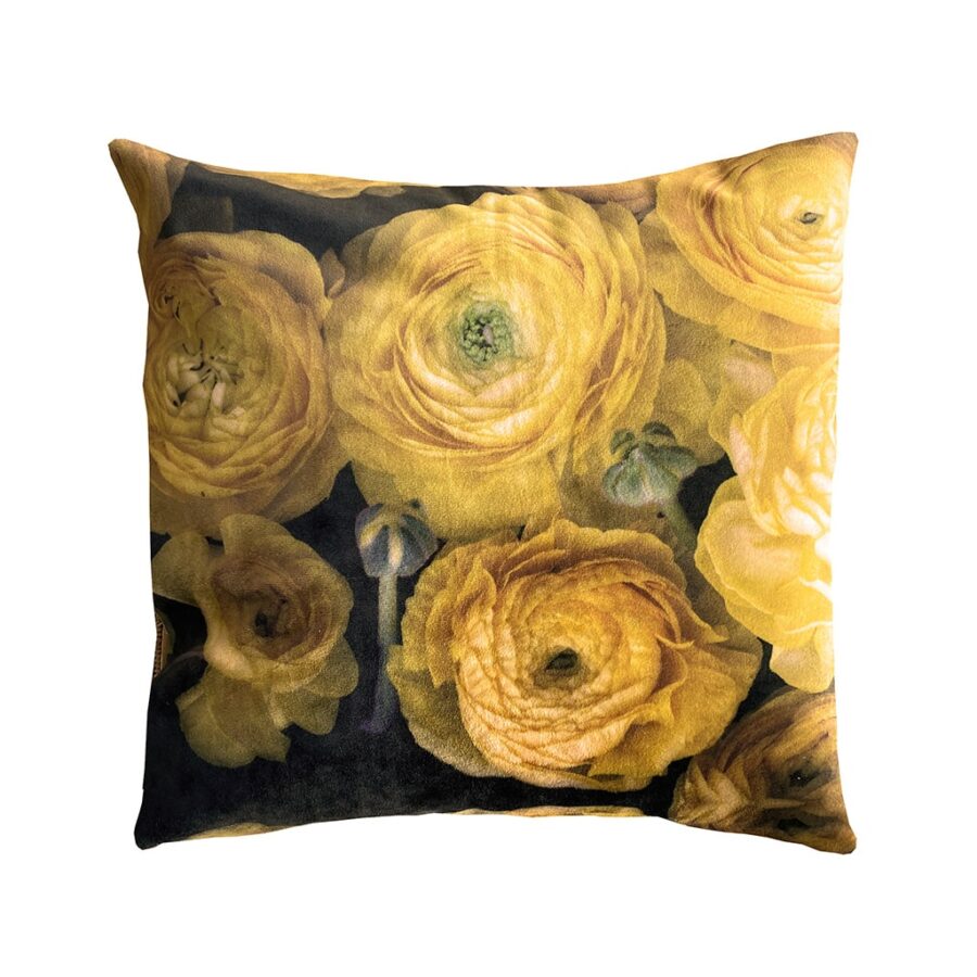 Petite housse fleuri jaune moutarde