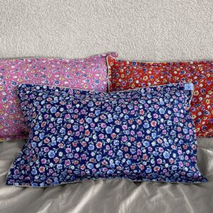 Taie-d-oreiller-assortis-a-volant-plat-30×50-en-coton-imprime-fleuri-bleu-fait-main-8-min