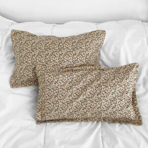 Taie-d&rsquo;oreiller-enfant-30×50-en-coton-imprime-fleurs-et-feuilles-beige-passepoil-dore-3-min